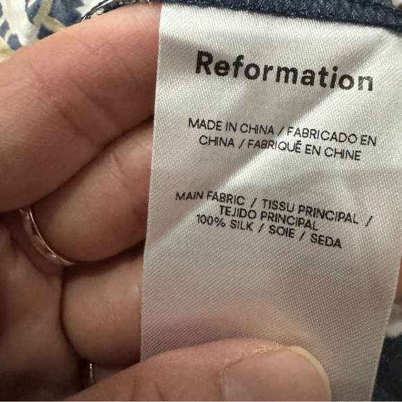 Reformation silk Floral Sleeveless Navy and Yellow NEW - Picture 6 of 8